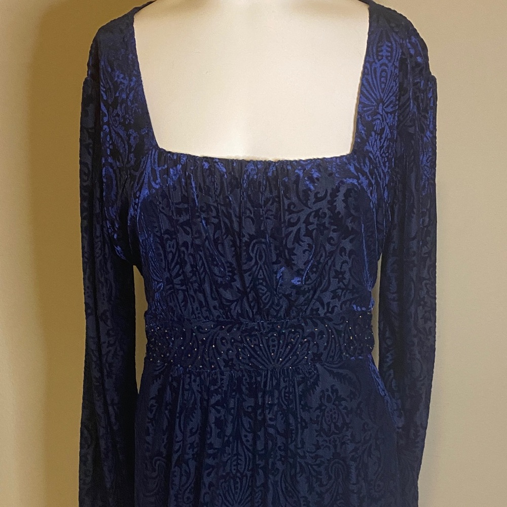 Elegant Blue Velvet Style Top by Elementz Sz XL